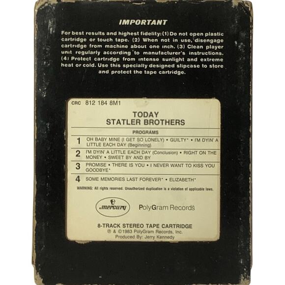 Vintage 8-Track - The Statler Brothers - Today - 1983 Mercury PolyGram Records - Picture 8 of 8